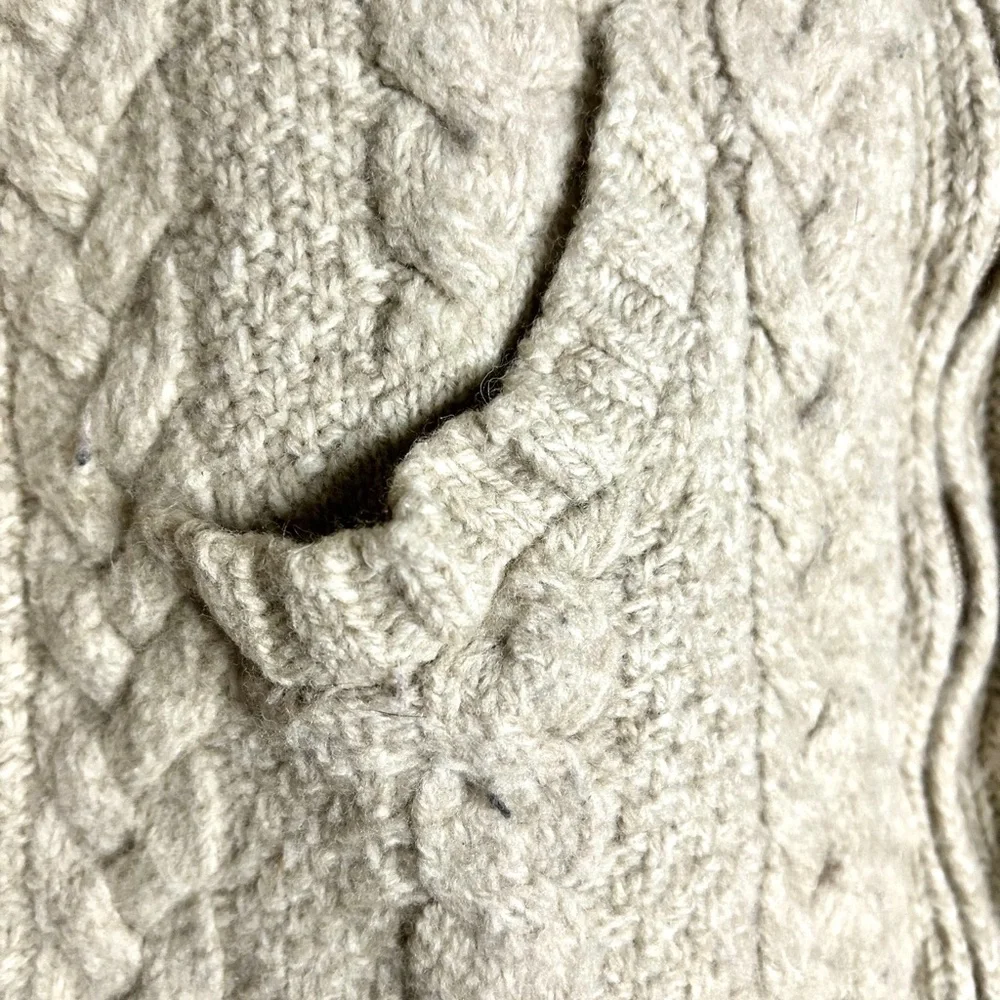 AranCrafts Ireland Cable Hooded Knit Zip Sweater in Cream SZ S - Picture 6 of 7